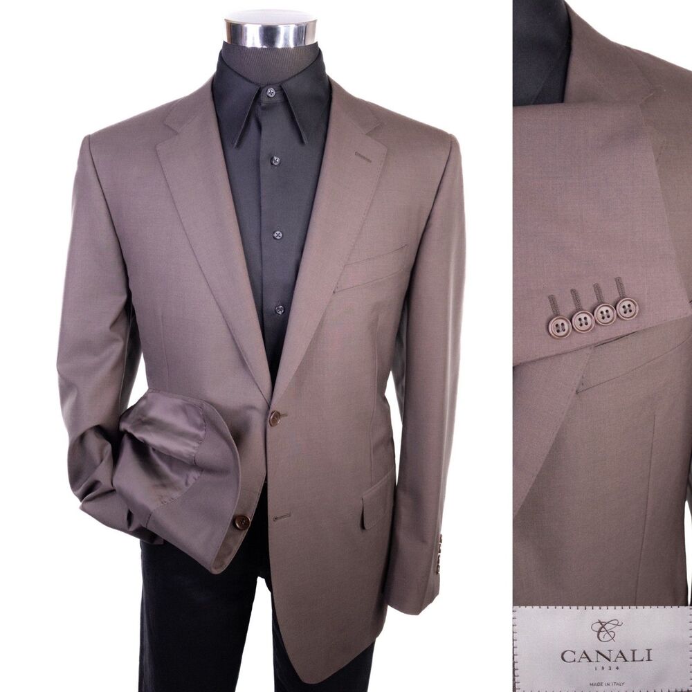 CANALI Brown Wool Blazer Sport Coat IT 58R (US 48R) SLIM Extra Buttons Italy